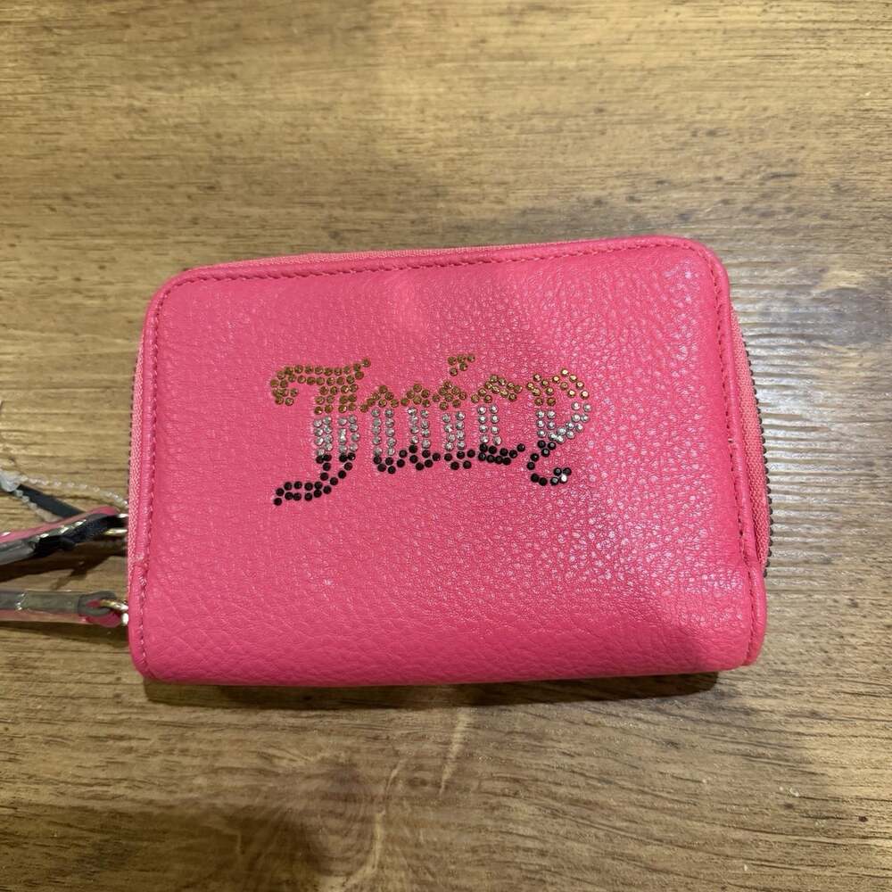JUICY COUTURE Pink Flash Breaking The Rules Double Medium Zip Around Wallet NWT